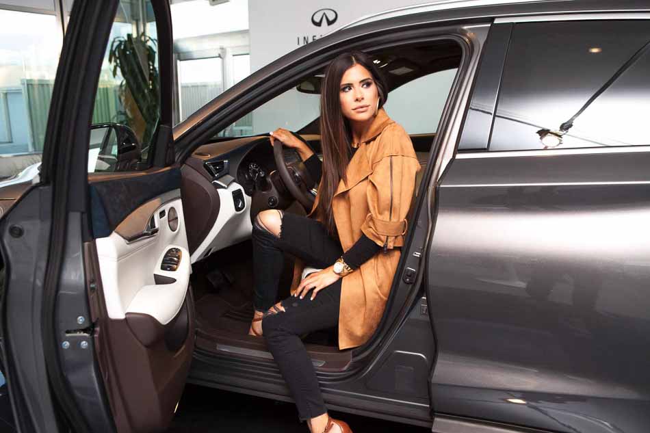 Emily Ann Gemma(@emilyanngemma) - Fashion Photography and Car Photography, driving and posing in front of new Infiniti QX50