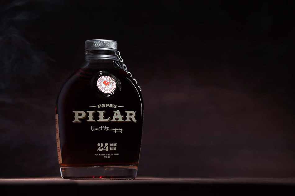 Papa's Pilar Rum bottle on table and dark background | product photography | Bottle Photography | Still Life Photography shot in Boulder, Colorado for Crispin Porter + Bogusky