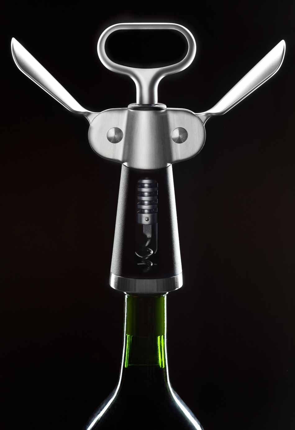 wine bottle opener on black, product photography with dramatic lighting | Still Life Photography | Shot in Denver, Colorado